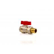 DANFOSS 065B8206 — Латунный шаровой кран BVR-F с накидной гайкой и ниппелем, DN 32, PN 40, управление — рычаг, алюминий, корпус — латунь CW617N 065B8206